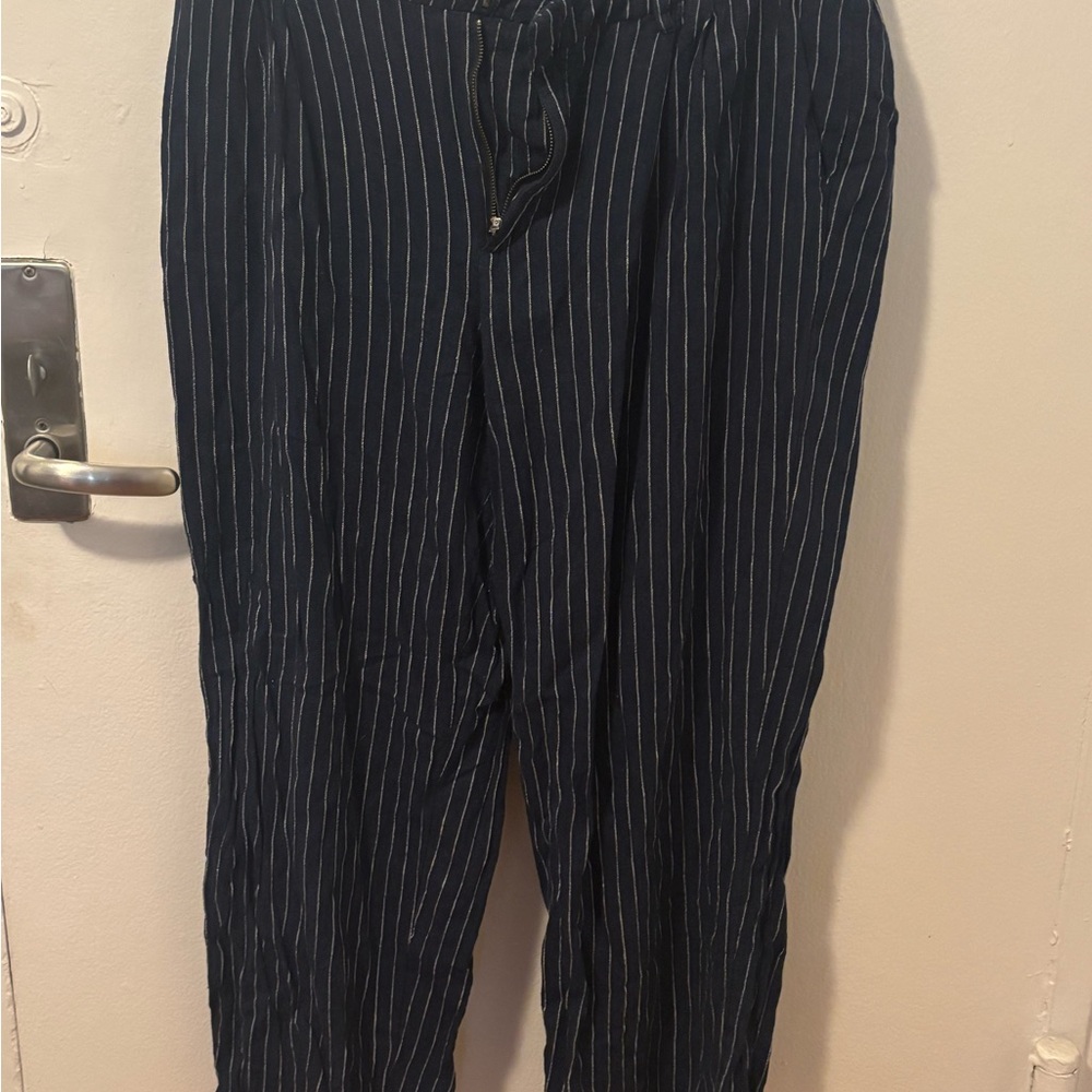 Women’s high rise linen straight leg trousers